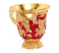 Cabilock Vintage Metal Altar Cup with Embossed Floral Design Miniature Break-Resistant Wine for Holy Communion and Religious Rituals Elegant Single-sip Goblet for Home and Formal Use