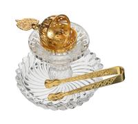 Cabilock Vintage Middle Eastern Incense Burner with Metal Censer and Round Glass Plate Air Purifying Aromatherapy Holder for Indoor Use Stylish Table Centerpiece for Bedroom Office Decor