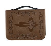 Cabilock Vintage Pu Bible Carrying Case with Secure Zipper Closure and Cross Design, Scratch Prevention Book Cover Bag for Religious Use and Meetings, Suitable for Men and Women
