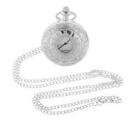 Cabilock Vintage Quartz Pocket Watch with Chain for Men, Silver Roman Numeral Dial, Lightweight and Sturdy Plastic and Metal Construction, for Daily Use or Special Occasions