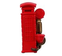Cabilock Vintage Red Resin Telephone Booth Decor Rotary Dial Phone Model for Home Decoration Sturdy Craftsmanship Unique Retro Ornament Eye Catching Antique Style Display