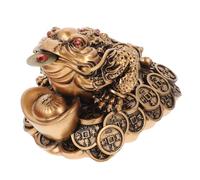 Cabilock Vintage Resin Wealth Toad Figurine Desktop Decoration Feng Shui Home Office Ornament for Prosperity Lucky Money Frog Collectible Craft Statue
