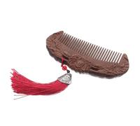 Cabilock Vintage Sandalwood Wide Tooth Comb for Curly Hair Handmade Portable Travel Wood Hair Comb with Carved Floral Design Smooth Polished Scalp Massager for Women and Men