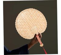 Cabilock Vintage Style Handmade Wheat Straw Fan Handwoven Summer Cooling Fan with Lace Trim for Outdoor Use Home Decor Dance and Party Accessory