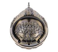 Cabilock Vintage Windproof Ashtray with Lid Hand Carved Zinc Alloy Metal Smokeless Ash Tray for Home Office Patio Balcony Decorative Scattering Easy to Clean