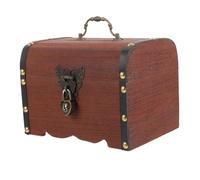 Cabilock Vintage Wooden Treasure Chest with Lock Dual Use Money Saving Box and Jewelry Organizer for Adults Portable Retro Storage Container for Home Decor and Travel