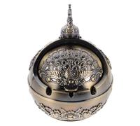 Cabilock Vintage Zinc Alloy Ashtray with Lid Windproof Smokeless Metal Ash Tray for Indoor Outdoor Use Impact Resistant Heavy Duty Ashtray for Home Office Patio Tabletop Ash Scatter Design