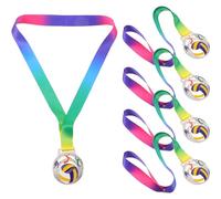 Cabilock Volleyball to 5pcs Silver, Neck Award with Medals Ribbon Zinc Alloy Material Featuring Elegant Hollow Design and Resistance Tarnishing, for Sports Competitions, Party Favors