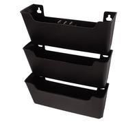 Cabilock Wall Mounted File Holder for Mail and Documents, Coffee Plastic | Office Wall Organiser Rack, A5 Folders and Invoices, Fast Install with Accessories, above Desk Storage