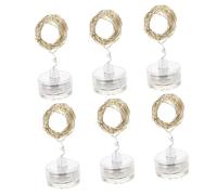 Cabilock Waterproof Plum Blossom Submersible String Lights Copper Wire, Warm White Led Battery Lights 2m 20 LEDs, 6pcs Waterproof Diving Lamps for Outdoor and Indoor Decoration