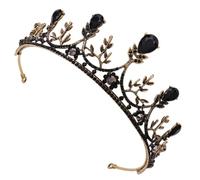 Cabilock Wedding Crown Crown Decor Vintage Black and Gold Alloy Rhinestone Hair Accessory Creates Stunning Headdress for Female Girl Performance Birthday