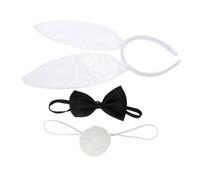 Cabilock White Rabbit Ear Headband with Bow Tie and Tail, Cloth Material, Easy to Wear and Take, for Halloween Costumes and Costume Parties Random Color