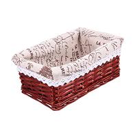 Cabilock Willow Woven Basket 25x15x10 Cm Handmade Portable Food and Fruit Storage Basket Brown Pastoral Style Storage Tote for Kitchen and Dining