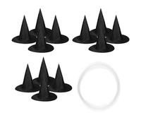 Cabilock Wizard Pointed Decoration Halloween Hat Witch Hanging Decor 12pcs with Foldable Cloth Design, Black for Festive Parties Outdoor