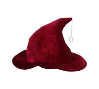 Cabilock Women Halloween Witch Hat with Star Pendant, Pointed Polyester Wizard Hat for Costume Party and Stage Performance, Comfortable Material with Vibrant Colour, Unique and Eye-catching