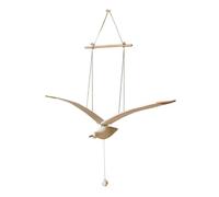 Cabilock Wood Bird Hanging Decor White Safe Material Fine Workmanship with Hemp Rope Unique Design Charming Aesthetic Pendant Ornament for Living Room Decoration