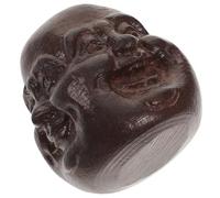 Cabilock Wood Carving Buddha Head Statue Ornament 45mm Vietnamese Agarwood Four-faced Buddha Wooden Handicraft Carved Massage Ball Decorative Craft for Meditation and Home