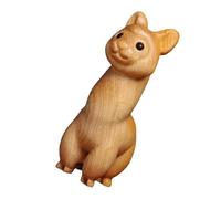 Cabilock Wooden Alpaca Figurine 1pcs Carved Animal Sculpture Desktop Alpaca Decor Miniature Wood Ornament for Home and Office Accessories