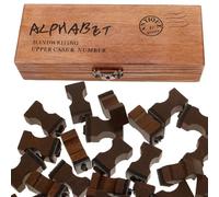 Cabilock Wooden Alphabet Stamps Set Classic Brown Stamp Letters 42pcs with Alphabet Pattern, Graduation Gifts for Scrapbooking and DIY Crafts for Creative Journals and Scrapbooks
