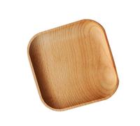 Cabilock Wooden Dessert Plate Square Tray Natural Beechwood Snack Board for Cake Fruit Drinks Holder Japanese Style Kitchen Serving Platter 4.92X4.92X0.59In