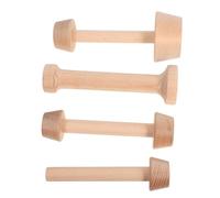 Cabilock Wooden Egg Tart Mold Set Double Side Baking Tamper Pastry Dough Pusher Medium and Small Sizes DIY Kitchen Baking Tools 4pcs for Homemade Tarts and Desserts