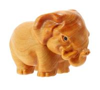 Cabilock Wooden Elephant Ornament Home Adornment Smooth Polished Carved Animal Statue Compact Decorative Figurine for Desktop Cabinet Living