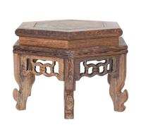 Cabilock Wooden Flower Pot Stand Flowerpot Base Hexagonal Wood Base with Sturdy Structure for Living Room, Garden Decor and Crafts Display in Coffee Colour