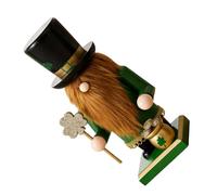 Cabilock Wooden Irish Nutcracker Figurine with Shamrock St Patrick’s Day Desktop Nutcracker Decor, 23cm Festive Lucky Soldier Ornament for Table and Tiered Tray Display