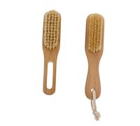 Cabilock Wooden Nail Brush Nail Scrubbing Brush 2 Pieces Compact Portable Double-Sided Pig Bristles for Travel Use