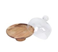 Cabilock Wooden Pallet Cake Tray Glass Lid Wood Dessert Stand for Fruit Snack Display for Serving Tray at Home Party