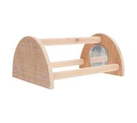 Cabilock Wooden Parrot and Chicken Standing Rack with Mirror, Wear-resistant Multi-functional Bird Stand for Cage Perch, Natural Material Suitable for Birds Playing and Training