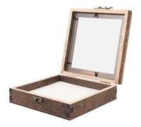 Cabilock Wooden Specimen Display Box 3.94 Inch Square Insect Display Case with Transparent Lid for Entomology Collections Jewelry Coin Craft Storage
