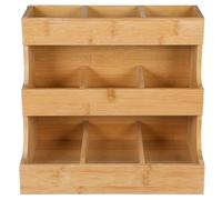 Cabilock Wooden Tea Bag Organizer Storage Shelf 3 Tier Vertical Tea Caddy with 9 Compartments for Coffee Snacks Home Office Kitchen Storage