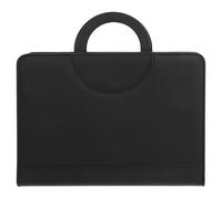 Cabilock Zippered A4 Document Bag with Handle, Multifunctional Loose-leaf Folder File Organizer for Office and Business, Black Portable File Folder Holder for Document Storage