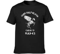 Cabin 13 Camp Half Blood Skeleton Hades Percy Jackson Olympians Boy Men Black Cotton T-Shirt Print Tee Shirts