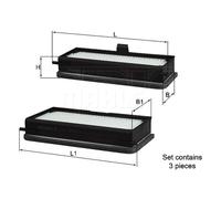 Cabin Air Filter Element MAHLE LA 679/S - 3 Piece set - OE Matching Quality