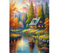 Cabin Autumn 30 Piece Jigsaw Puzzles for Adults, Colourful, Challenging & Brainteasing Adult puzzles 30 Pieces Boat, Fun jigsaws for The Whole Family 10x8 inch