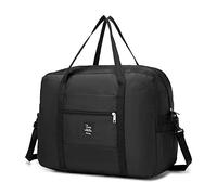 Cabin Bag for easyJet Underseat Cabin Bag Lightweight Large Foldable Duffel Bag Nylon Holdall Hand Luggage Case Carry on Luggage Flight Bag Baggage Organiser Storage (Black)
