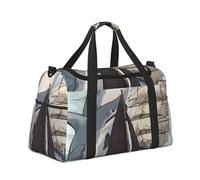 Cabin Bag Travel Duffle Weekend Gym Bags for Women Men Small Carry on Underseat Hand Luggage, Big Shark Attacks Sailboat