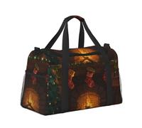 Cabin Bags Duffel Bag Holdall Hand Luggage Case Carry on Luggage Flight Bag Baggage Organiser Storage, Christmas Fireplace with Stockings