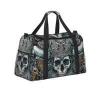 Cabin Bags Duffel Bag Holdall Hand Luggage Case Carry on Luggage Flight Bag Baggage Organiser Storage, Viking Skull with Horns and Helmet