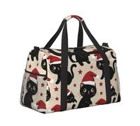 Cabin Bags Duffel Bag Holdall Hand Luggage Case Carry on Luggage Flight Bag Baggage Organiser Storage, Christmas Black Cat Pattern