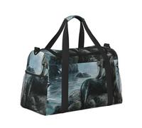 Cabin Bags Duffel Bag Holdall Hand Luggage Case Carry on Luggage Flight Bag Baggage Organiser Storage, Mermaid Sitting on Rock