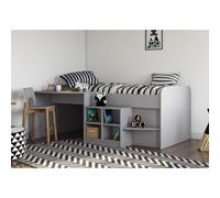 Cabin Bed Grey - Bed with Desk and Bookshelf Combo
