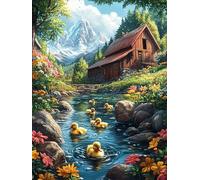 Cabin by Lake Waterfall 500 Piece Pack DIY Jigsaw Puzzle Mitos Fantástico Cuento De Hadas Collectors Cognitive Development Educational Decorative Puzzle Gifts for Adults High-grade Cardboard 500 PCS