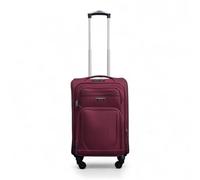 Expandable Soft Shell Cabin Suitcase 50.5 x 37 x 26 cm Luggage Suitable for Easyjet, Ryanair Infinity Leather Wine Small