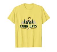 Cabin Days: Rustic Mountain Retreat Outdoor Adventure T-Shirt, Men, Lemon, M