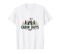Cabin Days: Rustic Mountain Retreat Outdoor Adventure T-Shirt, Men, White, S