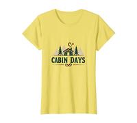Cabin Days: Rustic Mountain Retreat Outdoor Adventure T-Shirt, Women, Lemon, S