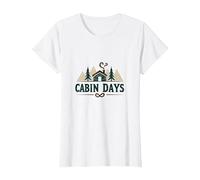 Cabin Days: Rustic Mountain Retreat Outdoor Adventure T-Shirt, Women, White, L